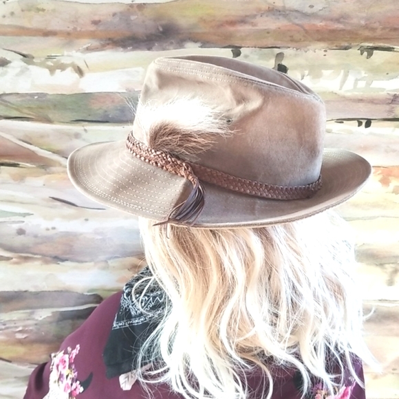 AUSSIE Loved Australian Tan Leather Canvas Travel Outback Kangaroo Tail Hat UNI - Picture 8 of 14